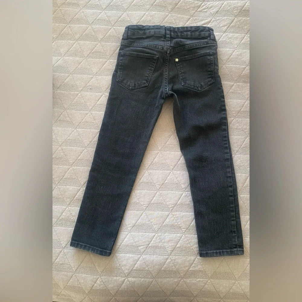 BOYS BLACK DENIM JEANS 5y-6y JEAN ADJUSTABLE ZIPPER‎ WITH SNAP CLOSURE